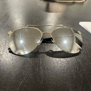 Versace Gold Frame Aviator Sunglasses with Silver Mirrored Lenses